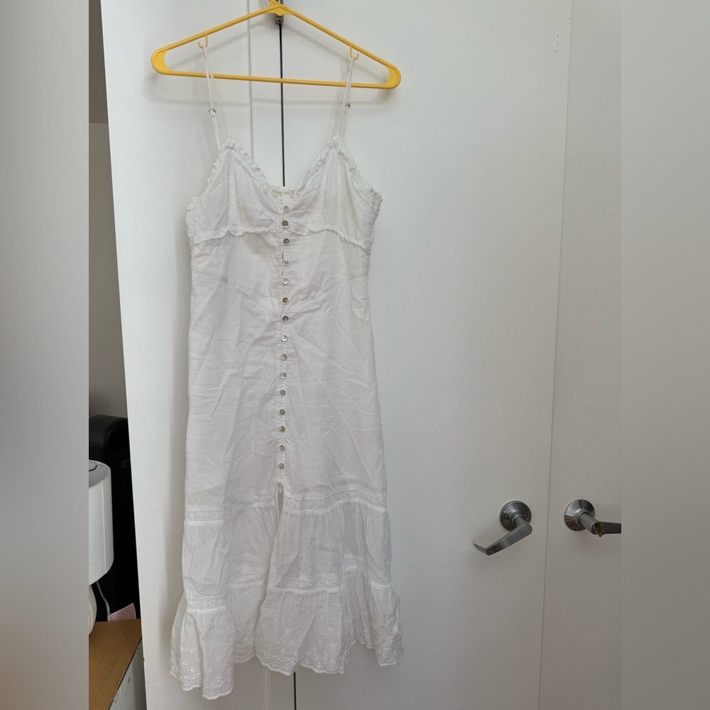 Elegant White Lace-Trimmed Dress